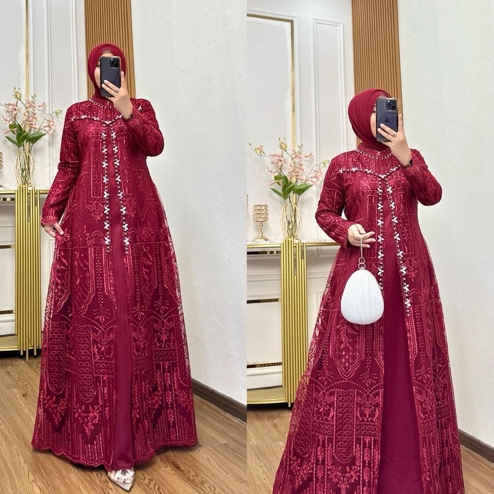Ew-98 Baju Gamis Regina, Setelan Gamis Mewah Regina, Baju Pesta Mewah Dari Size M - 5L, Ld130 Jumbo 