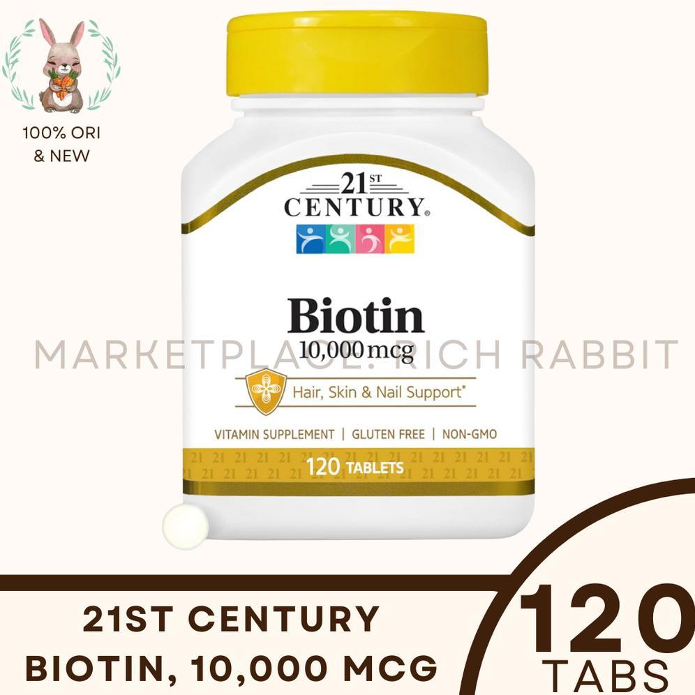 21st 21 st Century Biotin 10,000 10000 mcg Rambut Rontok USA