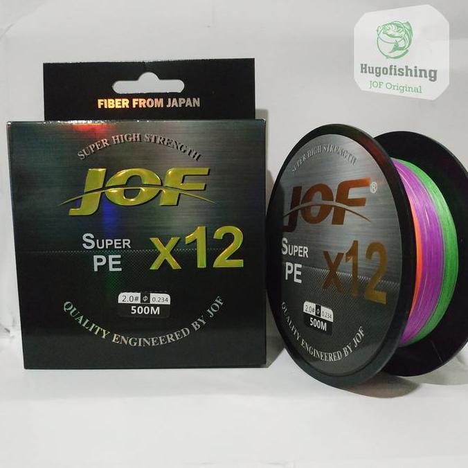 Senar Pancing JOF PE X12 500 Meter Multicolor 12 Serat Anti-Bite - Bahan PE X12 Ukuran 1.0-6.0 - Lur