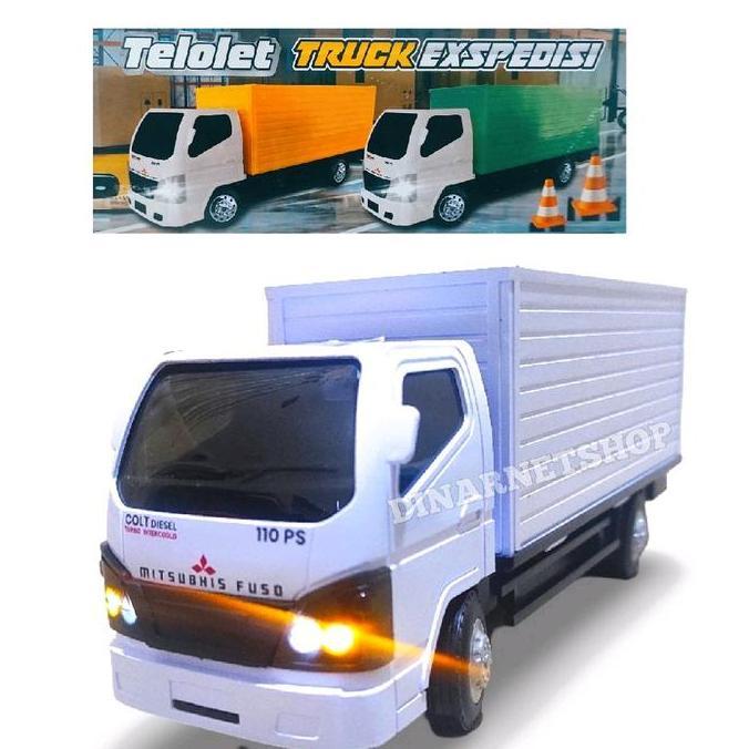 Krandanstore - MAINAN TRUCK BOX MINIATUR DIECAST TRUK FUSO CANTER DENGAN LAMPU DAN SUARA PAJANGAN MI