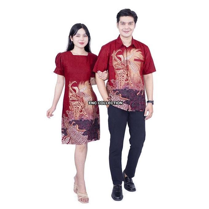 Hadirpopuler- Dress Batik Wanita Fortuna Batik Couple Hem Batik Baju Kondangan - Baju Resepsi - Sera