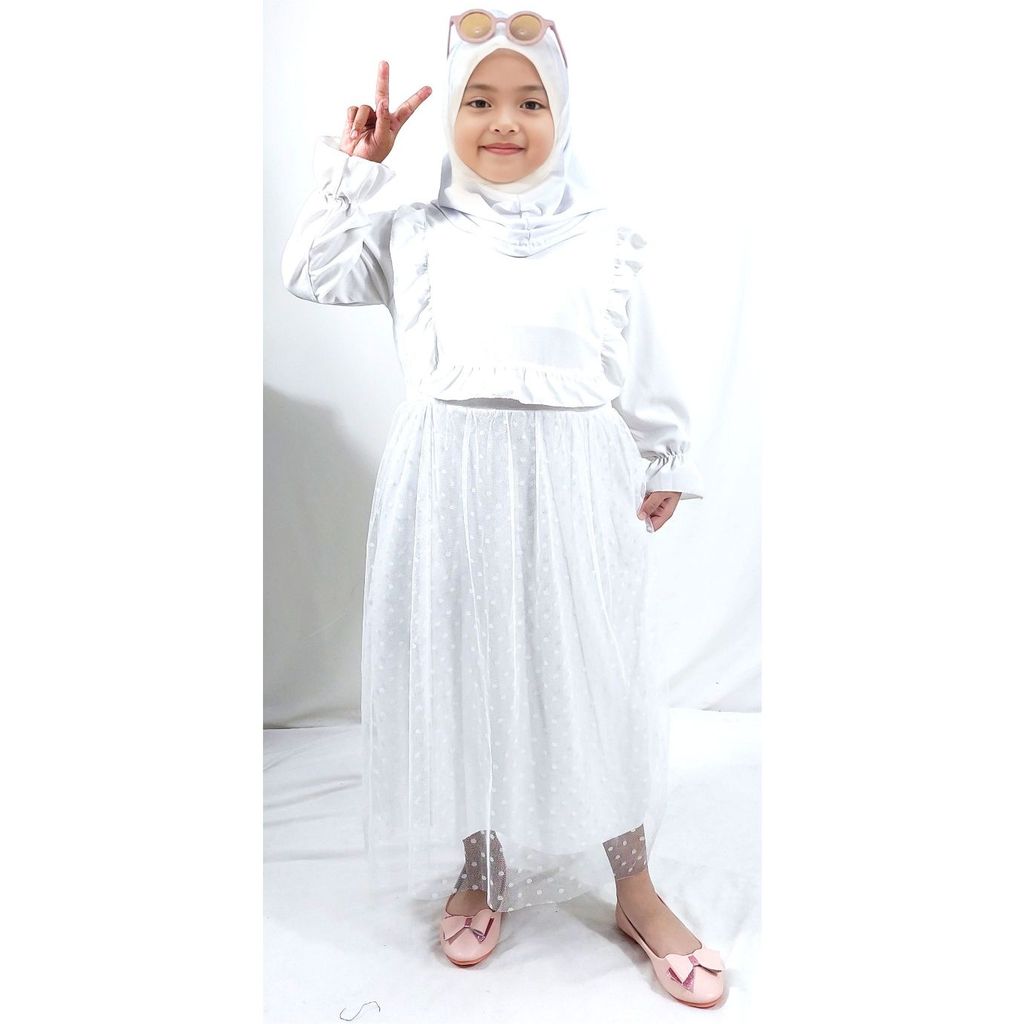 CF Kids Gamis Anak Tile Melody Sweet Polka Tulle Kids Dress