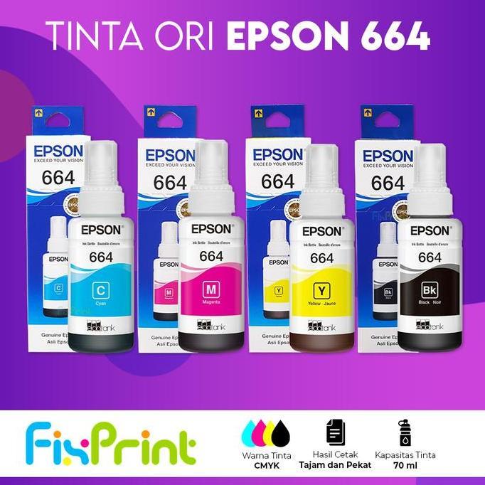 SET CMYK Tinta Original Epson 664 T664 Printer L110 L120 L360 L565