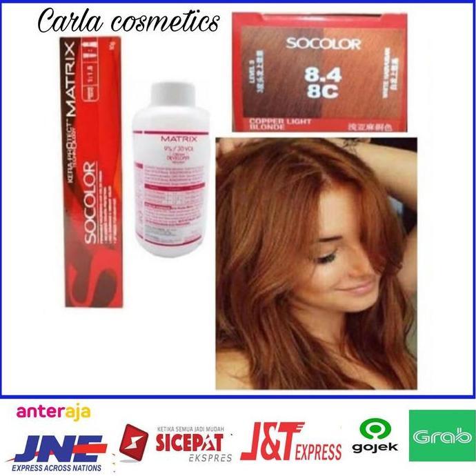 cat rambut matrix socolor 8.4/8C + oxidan't matrix