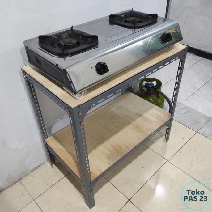PAS 23 | MEJA KOMPOR GAS 2 TUNGKU RAK KOMPOR 2 SUSUN BESI SIKU