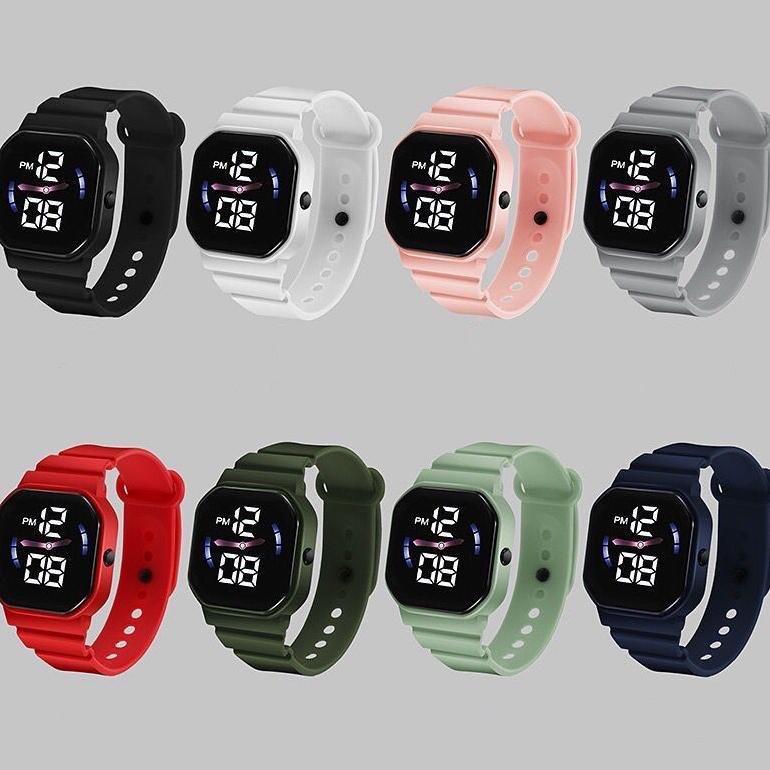 Original Jam Tangan Led Digital Pria Wanita Petak Couple Elektronik Fashion
