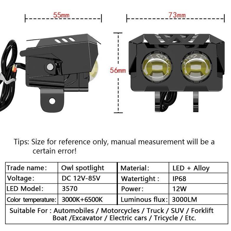 Bergaransi Lampu Sorot Led Lampu Laser Foglamp Sql 2 Mata Motor Mobil / Lampu Tembak Led / Lampu Tem