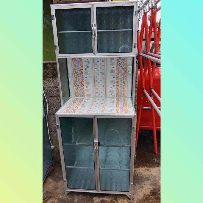 Lemari / rak piring 2 tu aluminium PLAT TEBAL