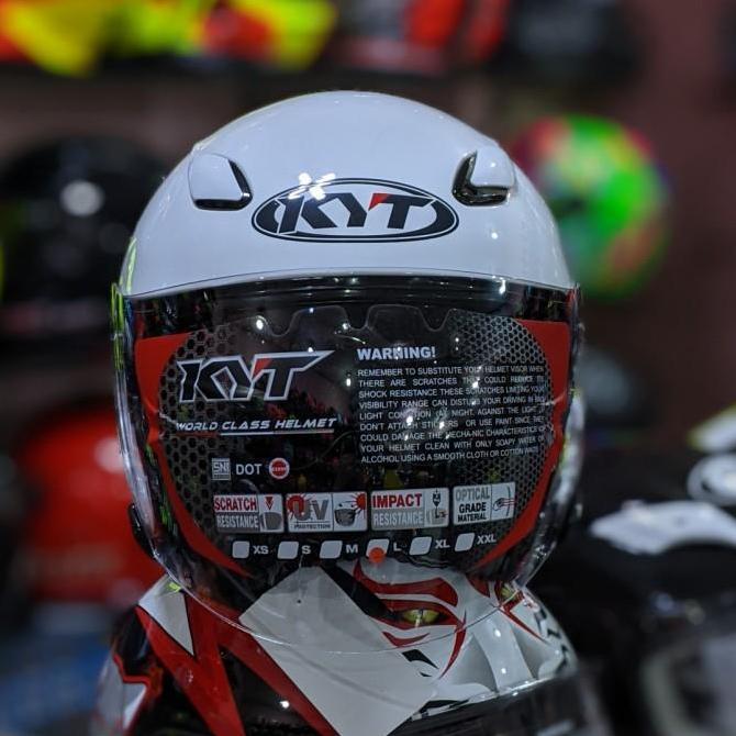 HELM KYT DJ MARU MAXI SOLID WHITE DOUBLE VISOR half face