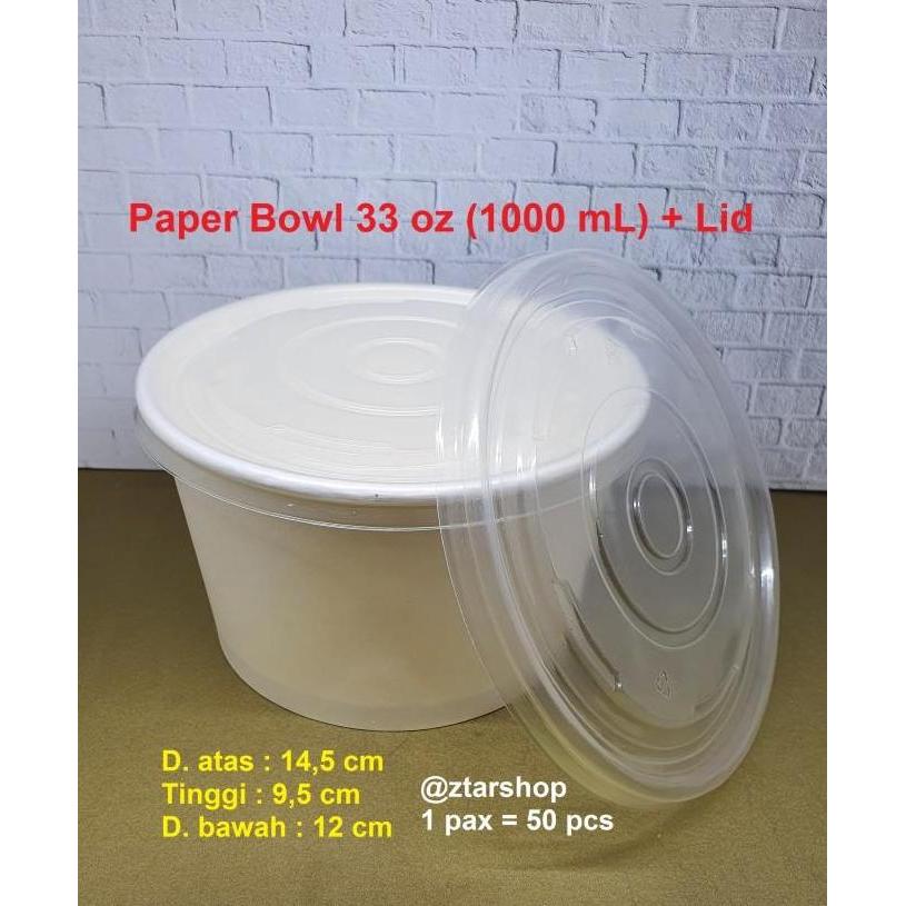 Paper Bowl 33 oz + tutup