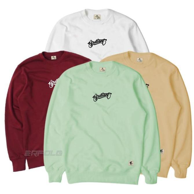Suwiter Crewneck Motif Basic Warna Hijau Mint Kream Sweatshirt Distro Original Erfolg Clothing Brand