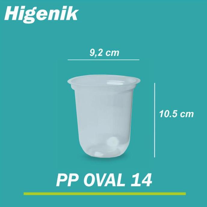 Plastic Cup PP Oval / Gelas Plastik Cup PP Tebal 12/16/22 oz Bisa Seal