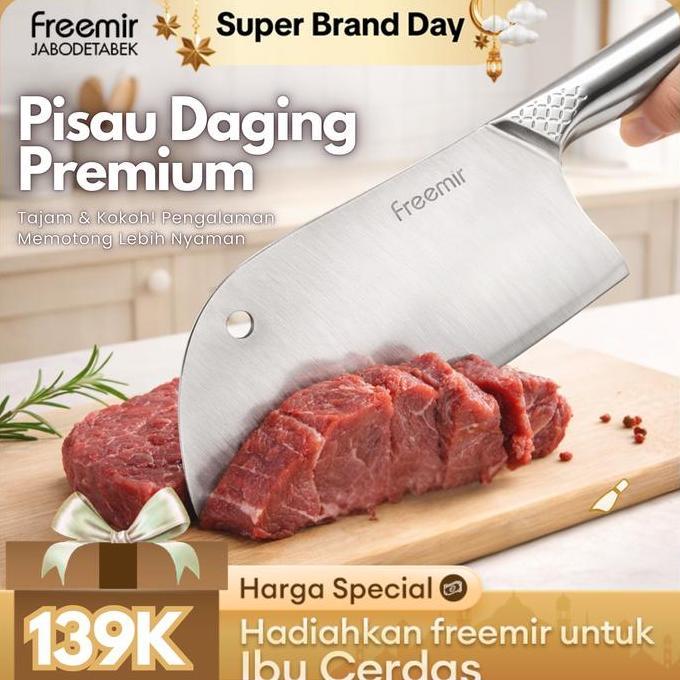 [Kokopanci Po 12 Maret] Freemir Pisau Daging Stainless Tahan Korosi Pisau Golok Dapur Anti Lengket K