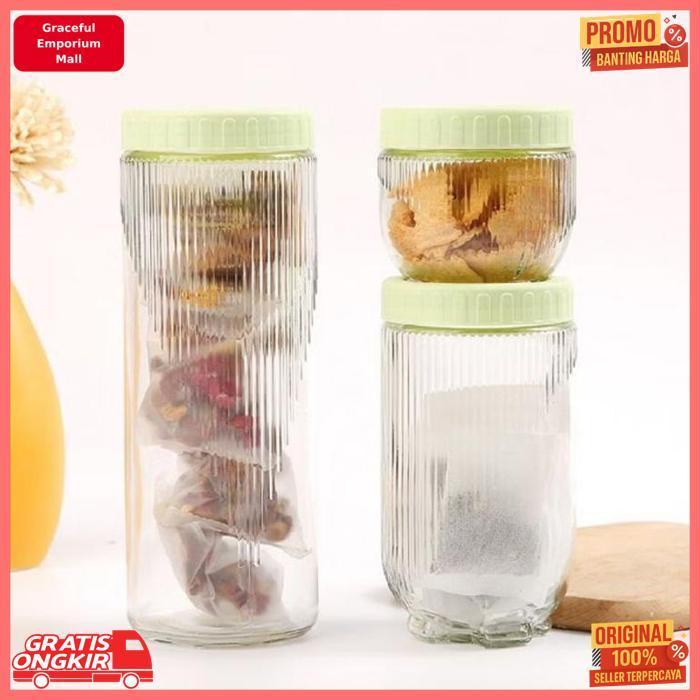 Murah Toples Kue Lebaran 3In1 Toples Kaca Gladies Hazel Set 3Pcs / Toples Kaca Bening