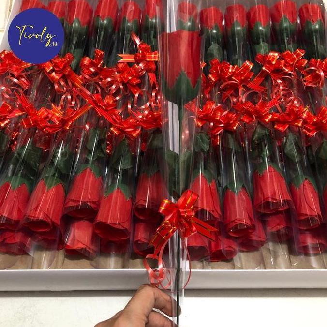 Okravisma81 - (1 pcs) GROSIR Bunga Mawar 1 Tangkai Plastik | Bunga Valentine | Bunga Mawar Artificia