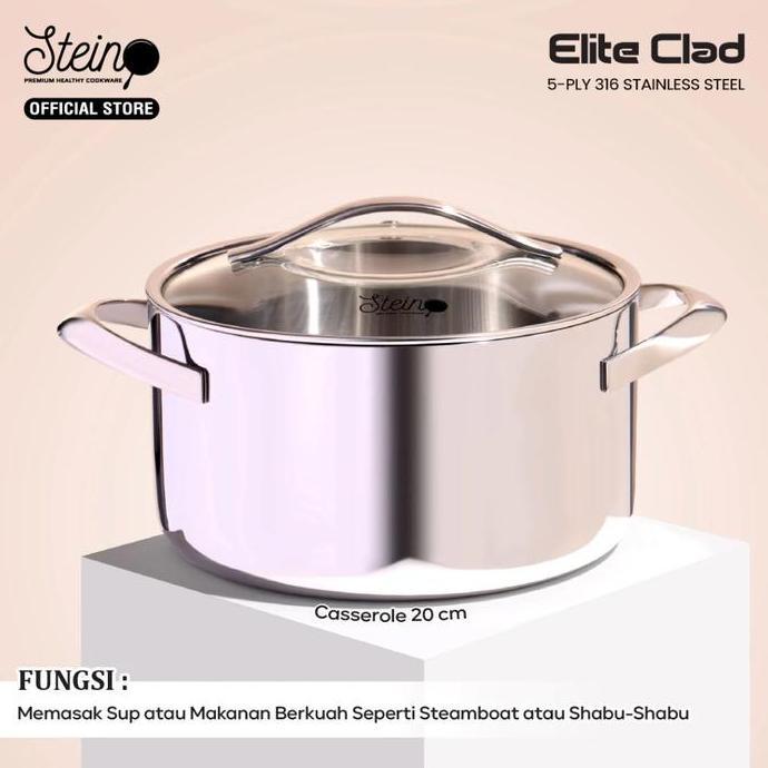 TERBARU - Stein Elite Clad Non-Stick - Stein Panci Set Stainless Steel
