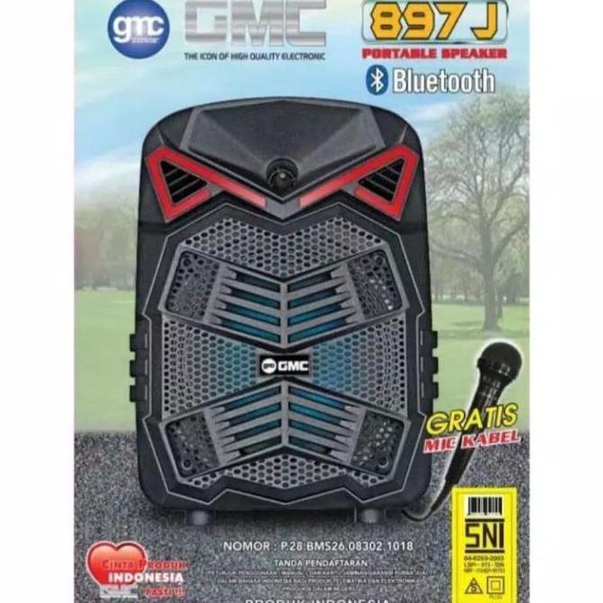 Speaker Gmc 897K 8 Inch Subwoofer Bluetooth Portable Free Mic Karaoke