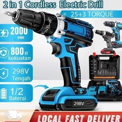 TERBARU 2026 298VF Mesin Bor Impact Drill bor listrik Bor baterai Cordless Drill Bor Listrik Set Bor