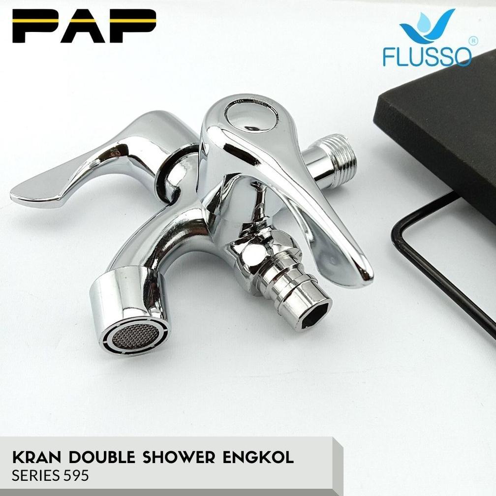 Flusso Paket Hemat Shower Set Komplit + Keran Double Flusso Original Garansi Series 595