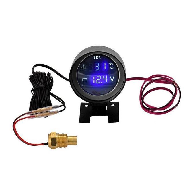 HAYVEZZA Voltmeter Suhu Air 2 in 1 / Meteran Suhu Air Pengukur Suhu Air Mobil Led Digital Biru 10MM 