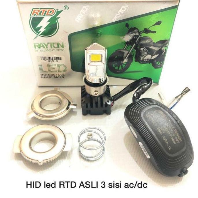 Promo LAMPU LED MOTOR RTD 6 SISI / 3 SISI AC DC + KIPAS BOHLAM DOP LAMPU DEPAN UTAMA LED RTD M02D M0
