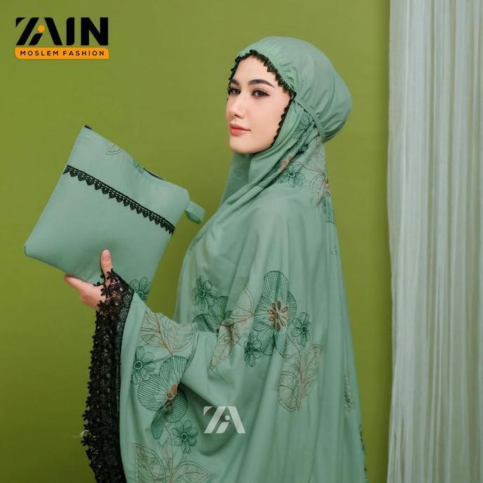 ZAIN - Mukena Dewasa Katun  Bordir Bunga Lolipop Mewah Exlusive