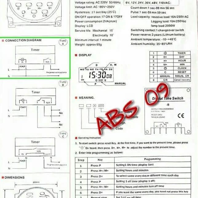 Timer Digital saklar otomatis alat on off lampu listrik AC220v AC 220v