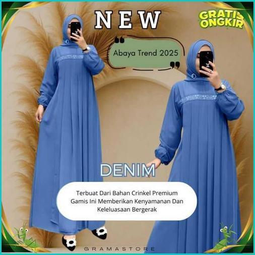 Cuci Gudang Gamis Abaya Bahan Crinkle Airflow Premium Variasi Renda/Payet