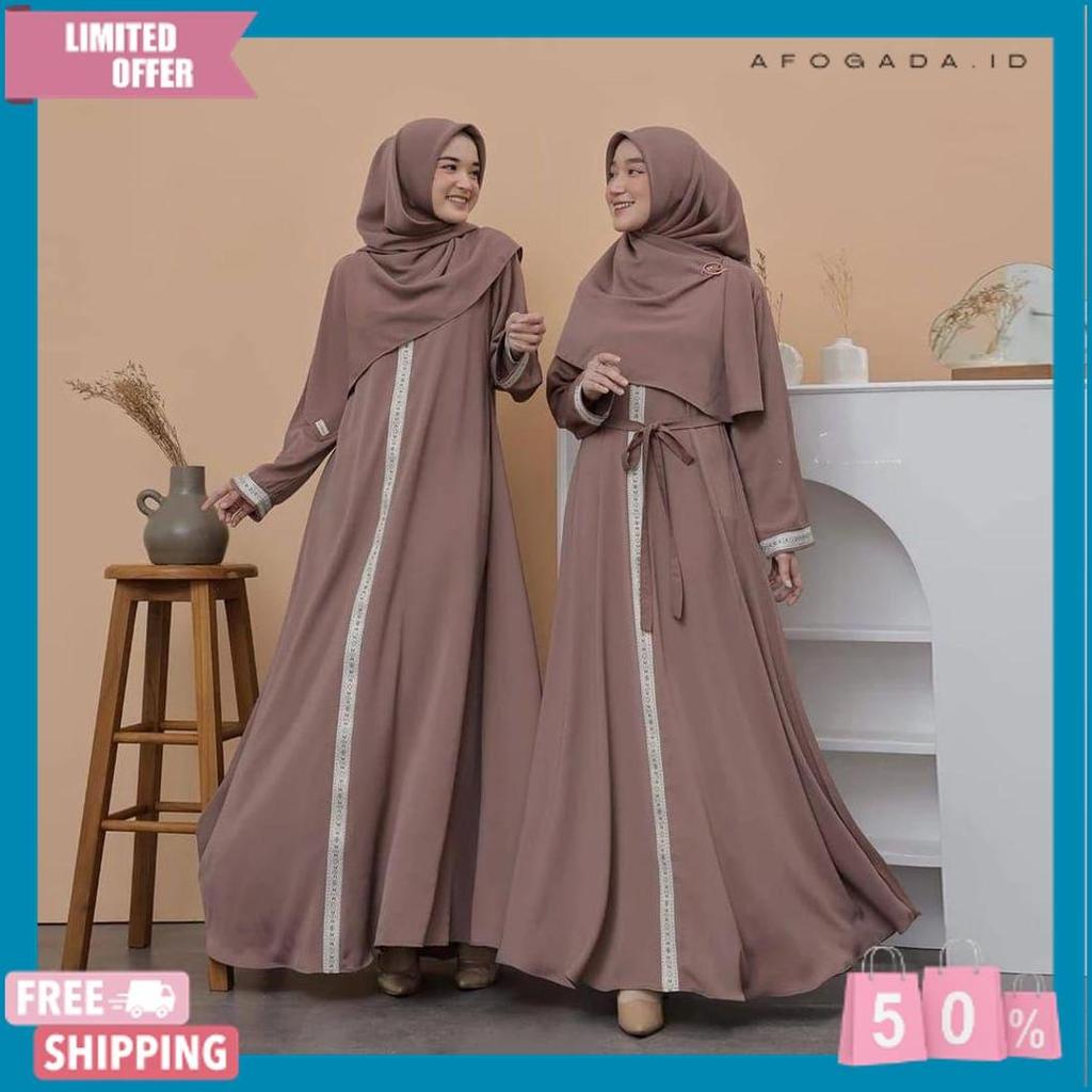 Sale Abaya Palestina Wolfis Super Premium/Gamis Abaya Wanita Maxi Jumbo Ful Renda Kekinian/Gamis Wan