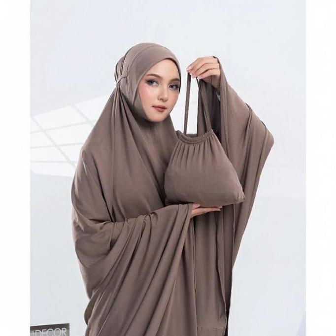 Mukena Khadijah Jumbo Penutup Dagu Plus Tas Cantik