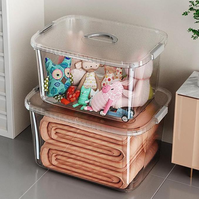 Sentaku- Box Penyimpanan Plastik Transparan Multifungsi Container Box Baju Mainan Buku Pakaian Besar