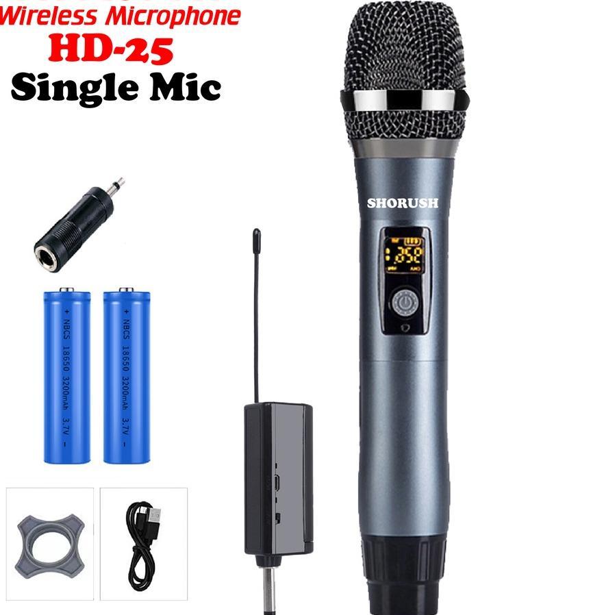 Shorush Hd25 Microphone Mic Handheld Wireless Uhf Rechargeable Profesional Vlog 2 Orang Live Streami