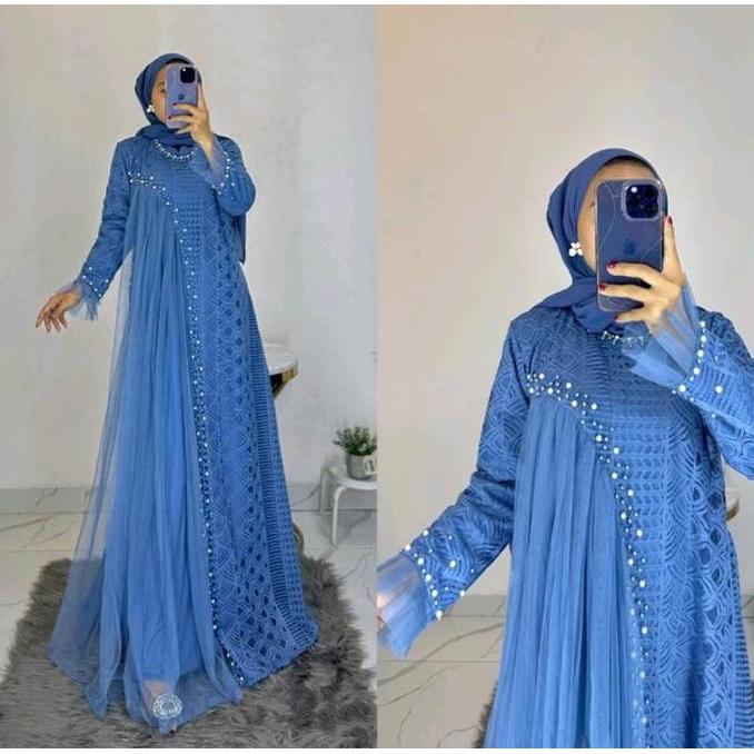 Wxwxw- Kina Dress Brukat Gamis Tille Etnic Gamis Pesta Gamis Kondangan Gamis Lamaran Seragaman Pesta
