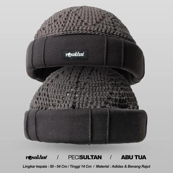 Rosal Peci Sultan ROSAL - Songkok Kopiah Rajut Polos Premium Simple Ikhwan dengan Desain Elegan dan 