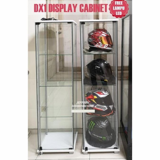 Terlaris Tempat Helm Rak Kaca Minimalis Lemari Pajangan Display Cabinet Koleksi