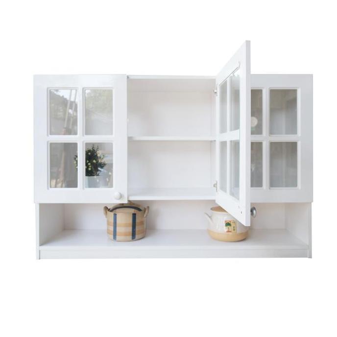 Promo Kirana Kitchen Set Kayu Nebraska Atas 3 Pintu Kaca Dengan Rak