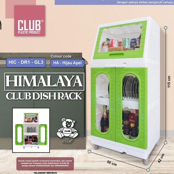 Murah Himalaya Club Dish Rack - Lemari Piring Rak Dapur Plastik Dengan Rak Piring Dan Pintu Kaca - L