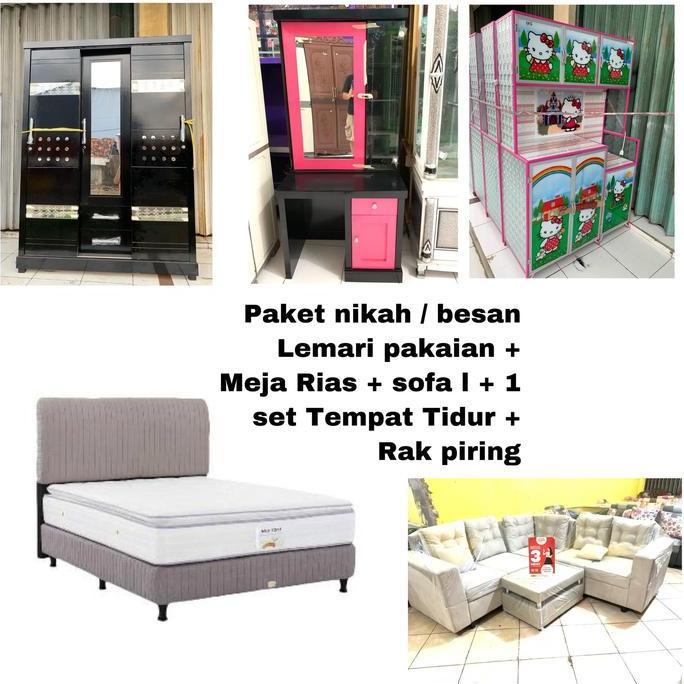 Terlaris Paket Nikah Lemari Pakaian Tempat Tidur Tiolet Rak Piring Sofa