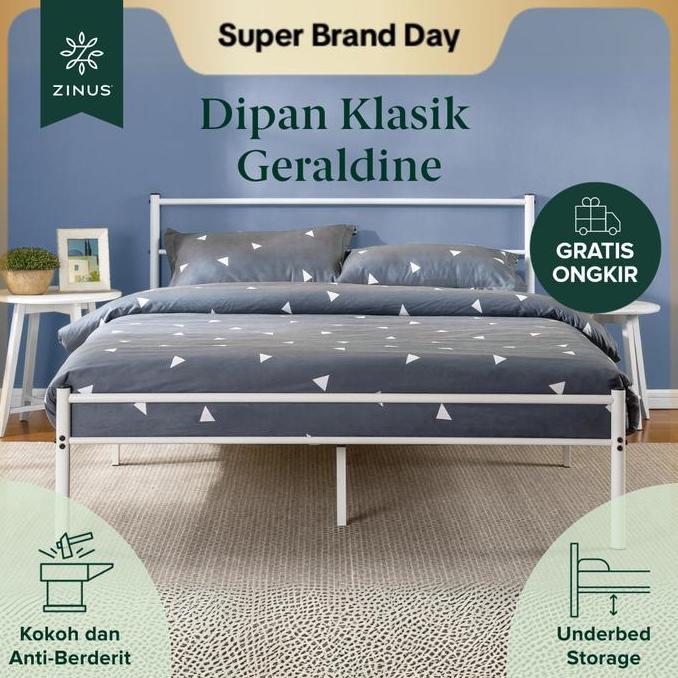 Terlaris Zinus Tempat Tidur Ranjang Besi Geraldine / Warna Putih / Dengan Sandaran / Easy Assembly /
