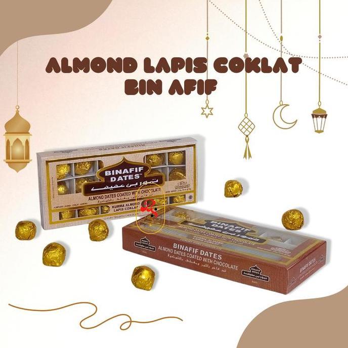 KURMA ALMOND LAPIS COKLAT BINAFIF DATES ISI 18 ALMOND DATES COATED WITH CHOCOLATE HC