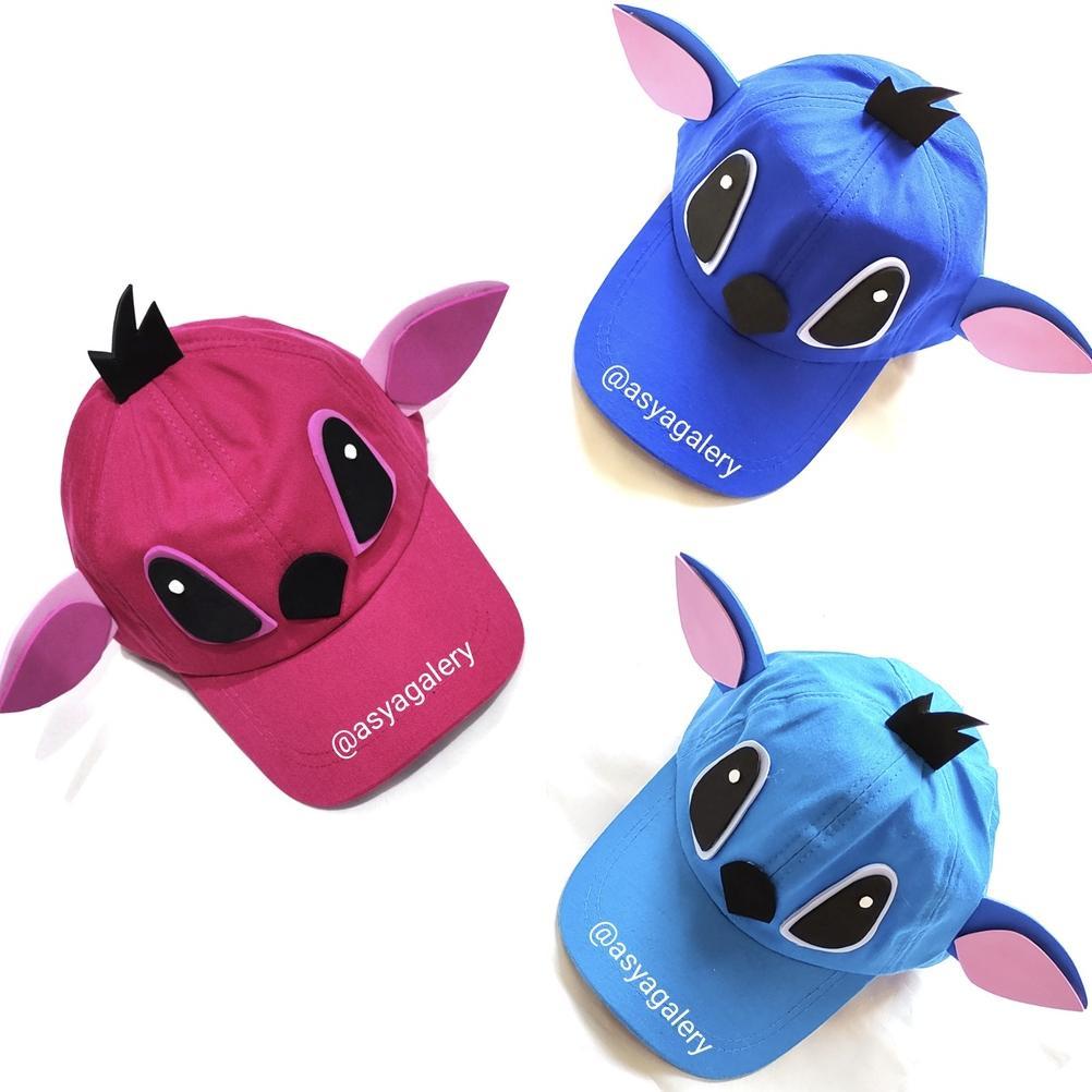 TOPI ANAK KARAKTER STITCH / TOPI SPONS ATI STITCH/TOPI ANAK /KBL