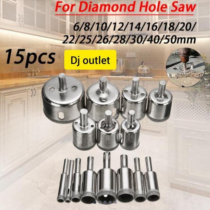 Soon- Diamond Hole Saw - Mata Bor Keramik Drill 15 Pcs 1 Set