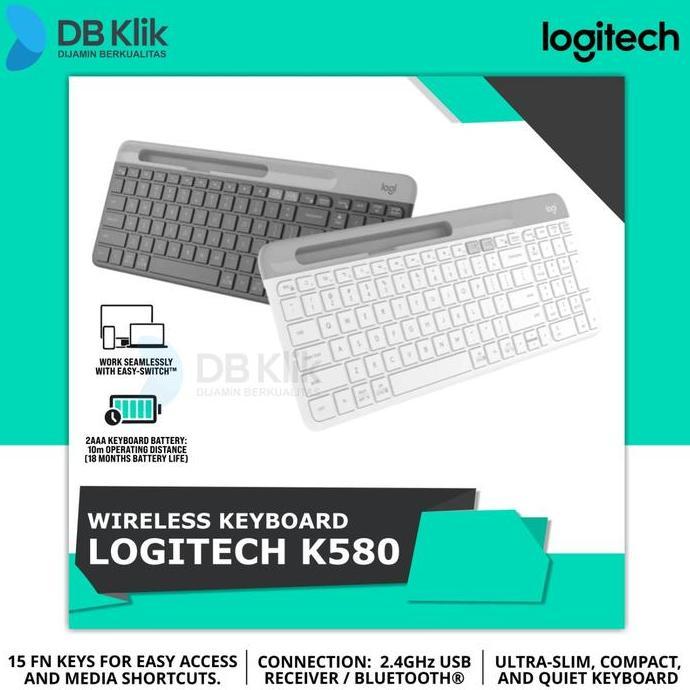Keyboard Logitech K580 Slim Multi Device Wireless Bluetooth - K 580