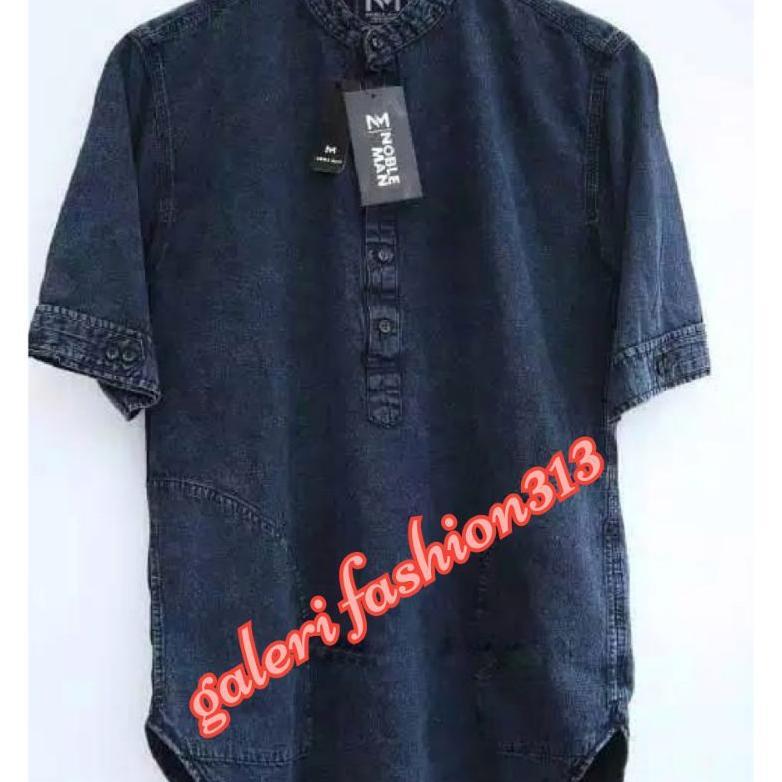 RAVELLEVAULT BAJU KOKO  JEANS PRIA KURTA DEWASA PREMIUM QUALITY KURTA JEANS KOKO LENGAN 3/4 SIZE M-4