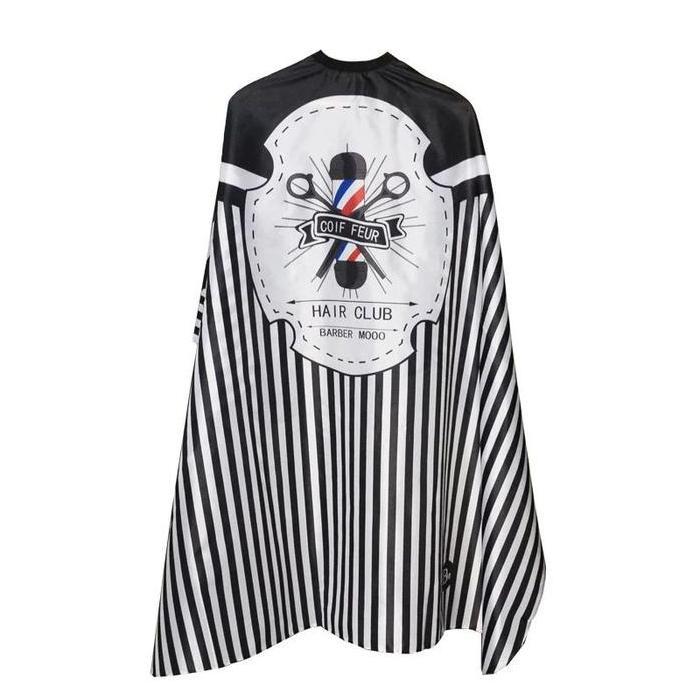 Nisu- Kain Cukur Pangkas Rambut Kep Barber Cape Motif Salur Barberpole Jubah Potong Rambut Dewasa Ap