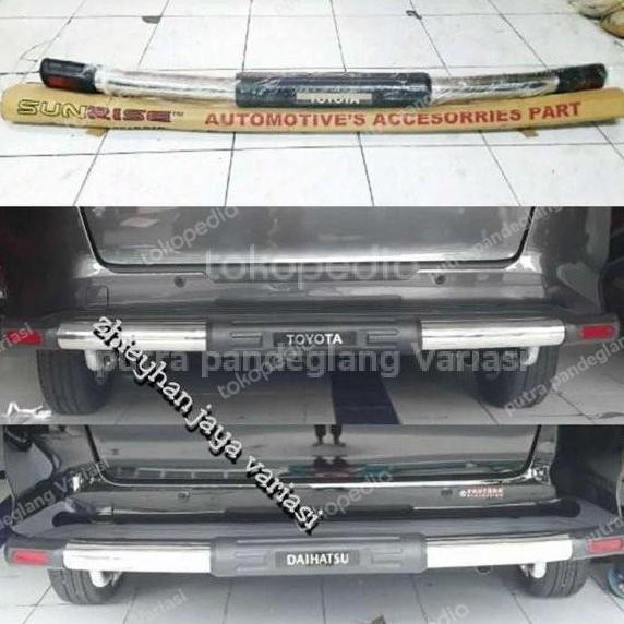 Tanduk Belakang Bemper Belakang Mobil Sigra Bahan Stenlis Komplit Asli