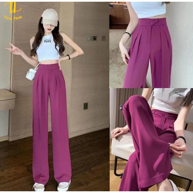 Subordinate- Tino Cjwp-H987 Pants Kulot Celana Kancing Hw Cullote Pants Highwaist Wanita Kulot Karet