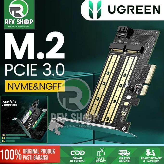 BEBAS ONGKIR - UGREEN PCIE 3.0 Expansion to SSD M.2 Adapter NVME & NGFF B-KEY M-KEY