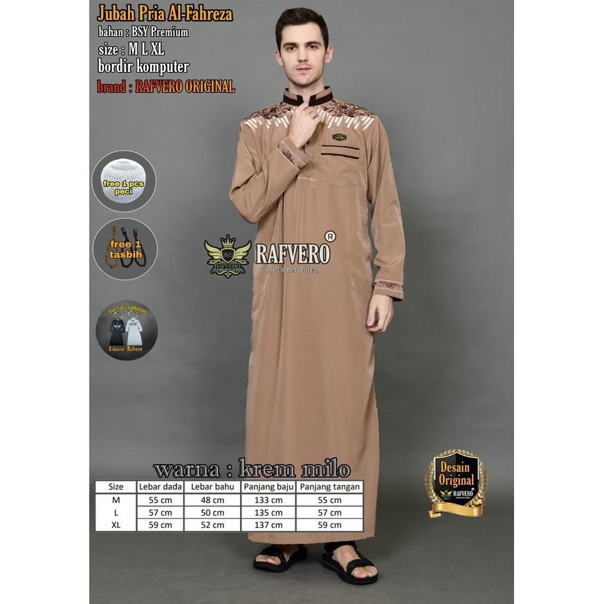Jubah Muslim Bordir Fahreza Original Rafvero - Jubah Bordir Pria Premium - Baju Gamis Jubah Pria Dew