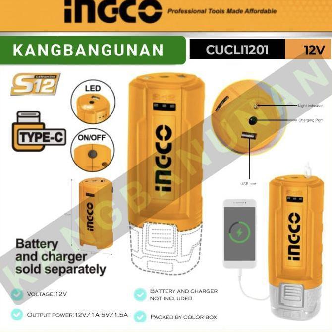 OSATQEF S12 Converter USB Power Bank (5V 1.5A) INGCO CUCLI1201 Charger HP USB Baterai Powerbank